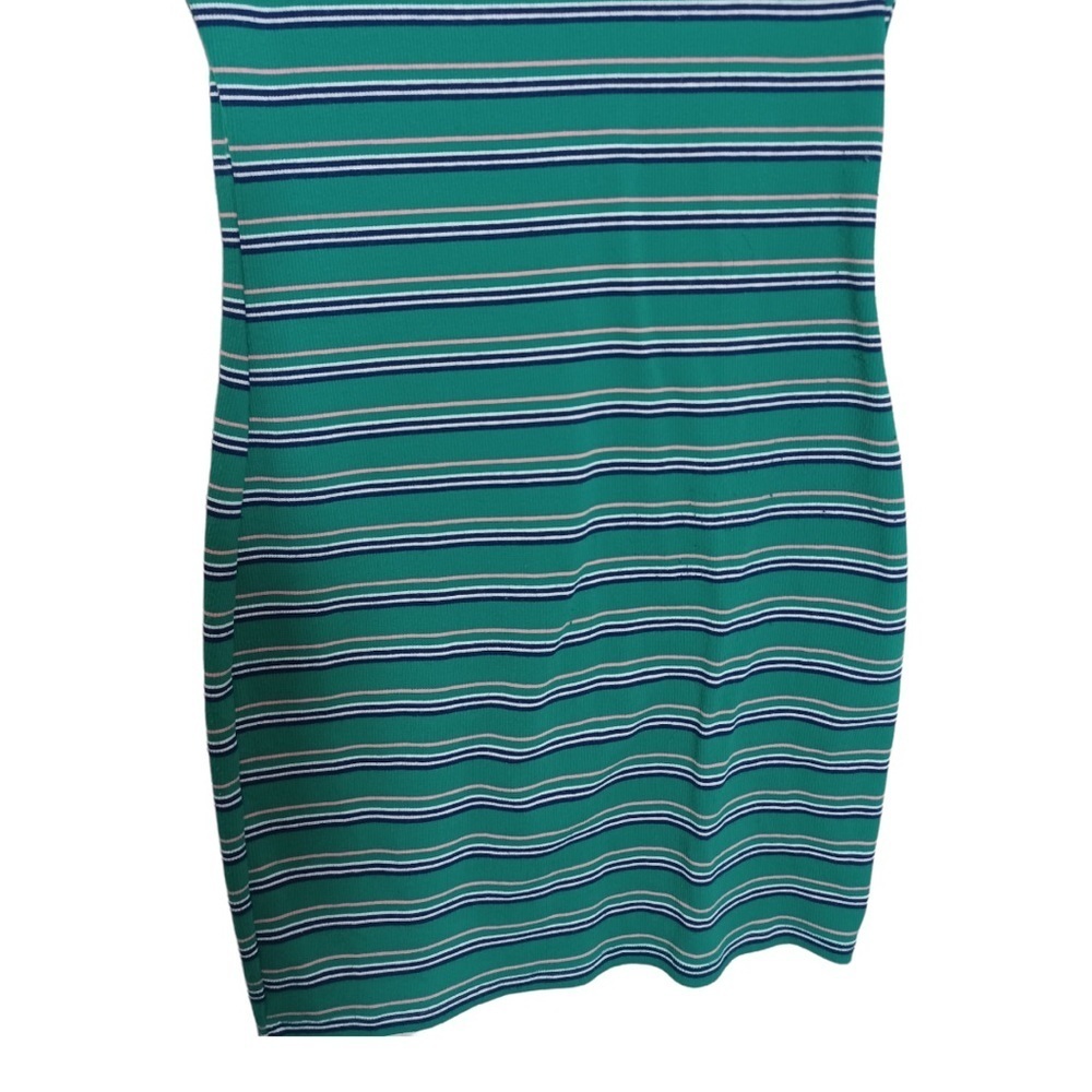 H & M divided  short sleeve tee shirt dress green strips size 14 - Picture 5 of 5